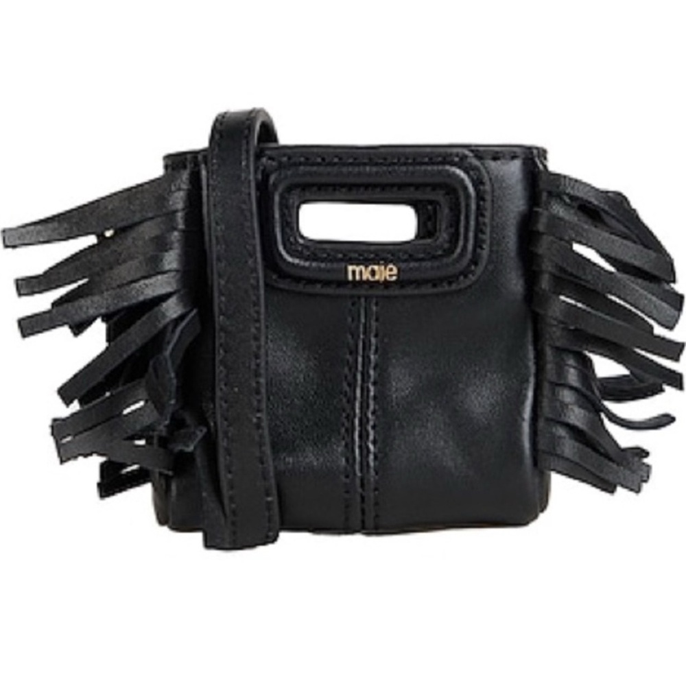 Maje Leather Mini Crossbody Bag Black Women's